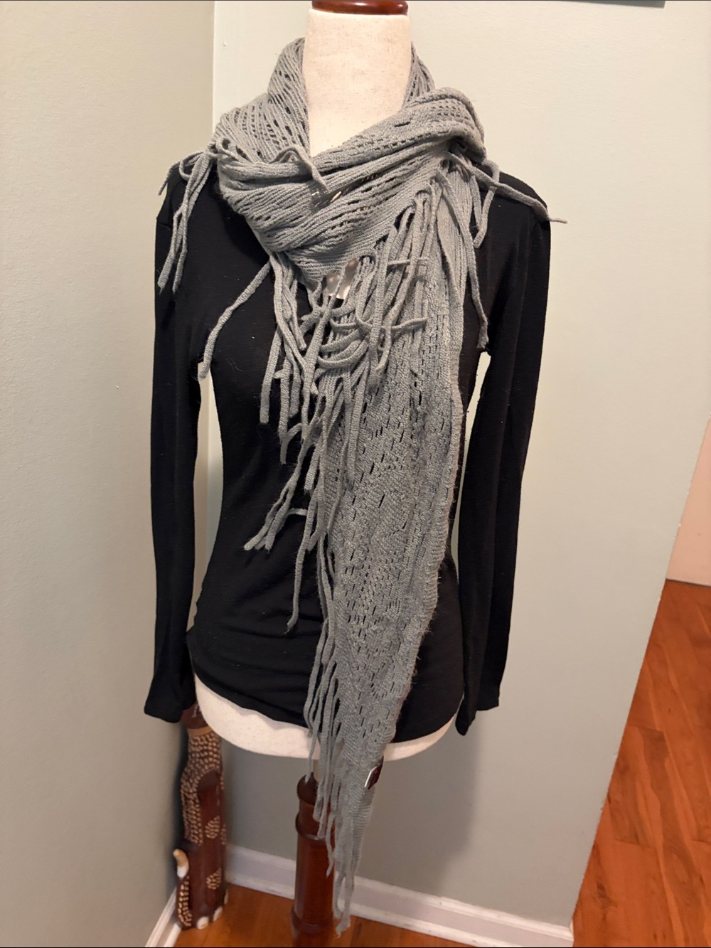 Brand is mark Gray Fringe Scarf
